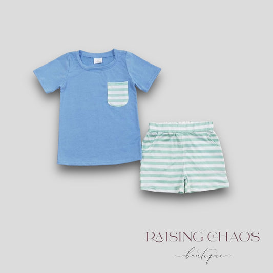 *PRE-ORDER* Blue Stripe Shorts Set