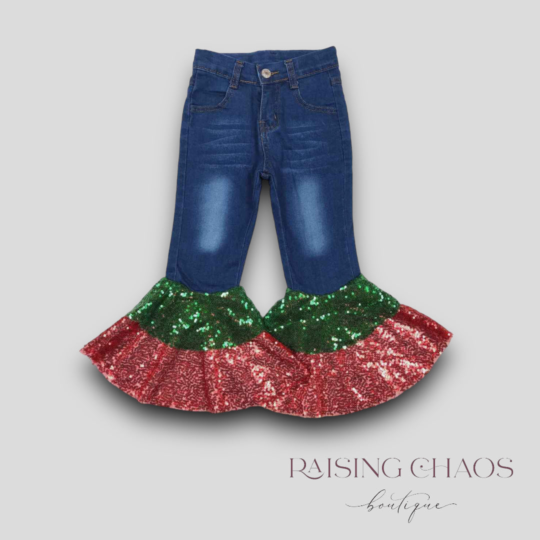 *Pre-Order* Christmas Sequin Denim Bells