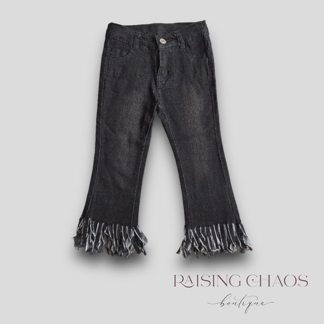 *Pre-Order* Black Fringe Denim