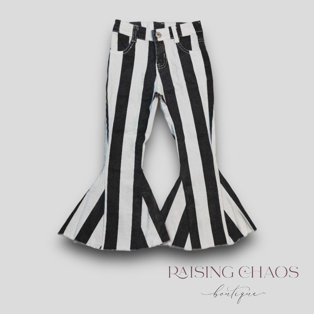 *Pre-Order* BW Stripe Denim Flares