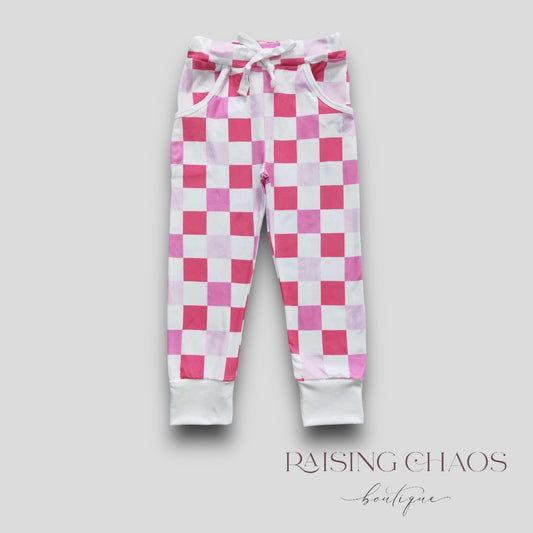 *Pre-Order* Pink Check Joggers