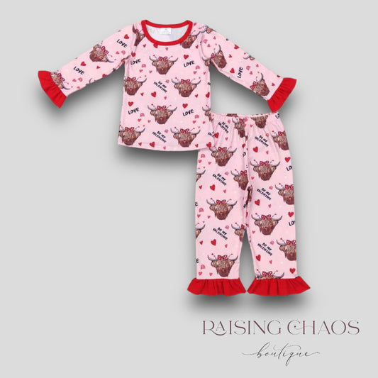 *PRE-ORDER* Valentine's Cow Ruffle Lounge Set