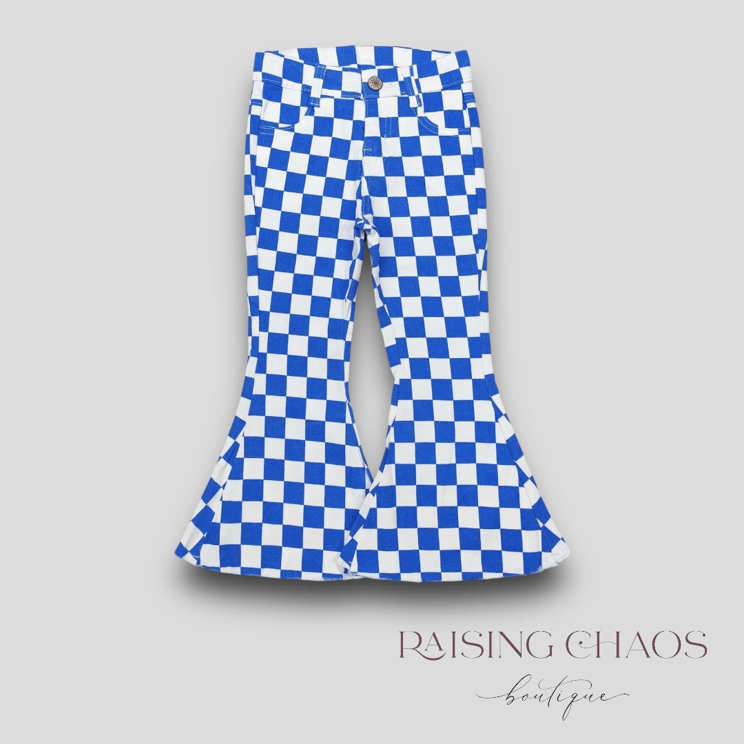 *Pre-Order* Blue Checker Denim Bells