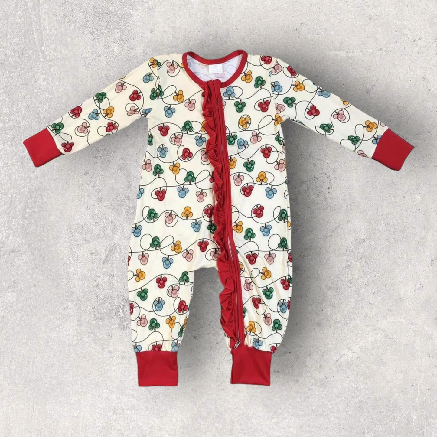 *PRE-ORDER* Christmas Mouse Ruffle Zip Up (Bamboo)