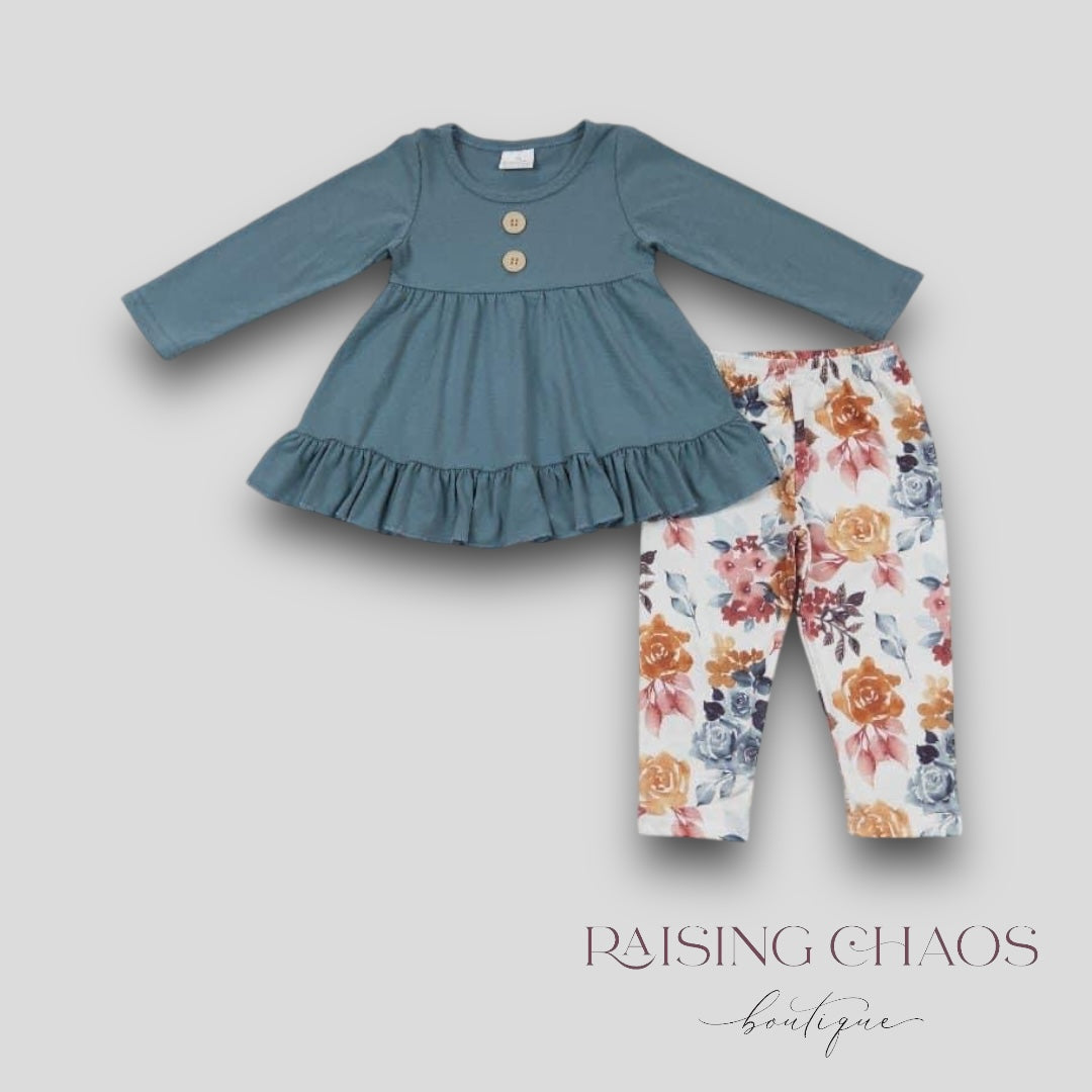 *PRE-ORDER* Blue Floral Pant Set