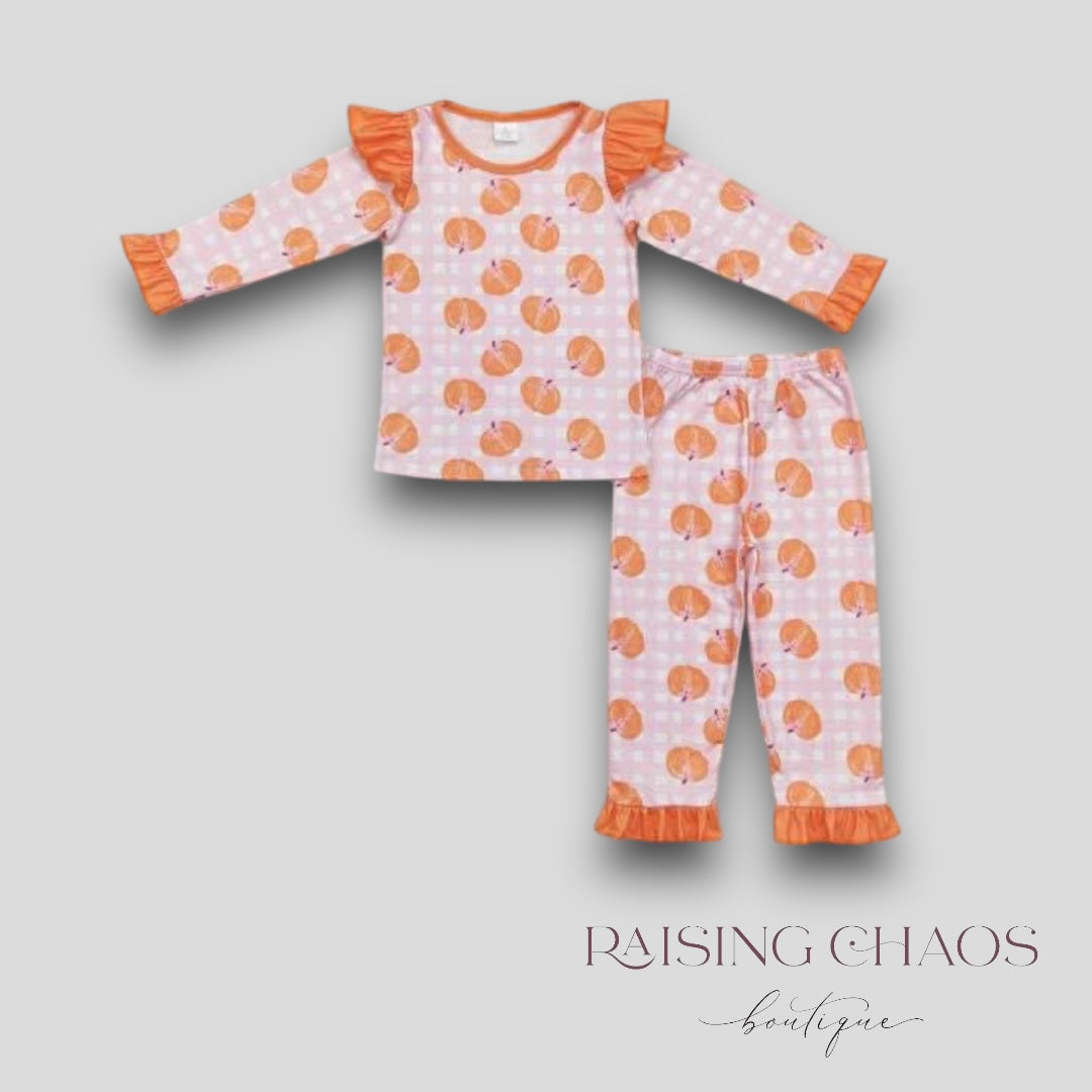 *PRE-ORDER*  Fall - Pumpkin Ruffle Lounge Set