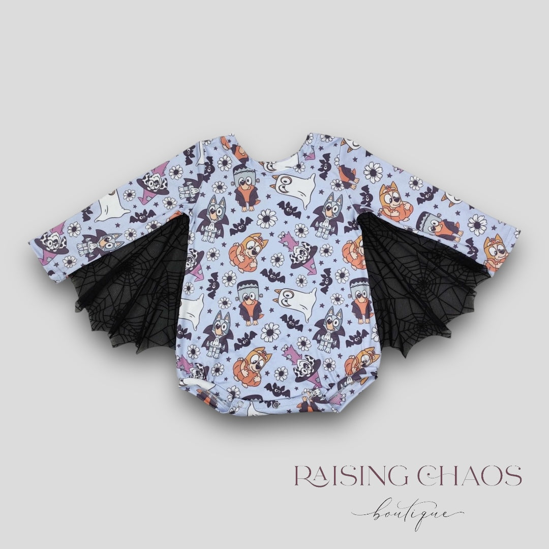 *PRE-ORDER* Halloween - Heeler Romper w Bat wings