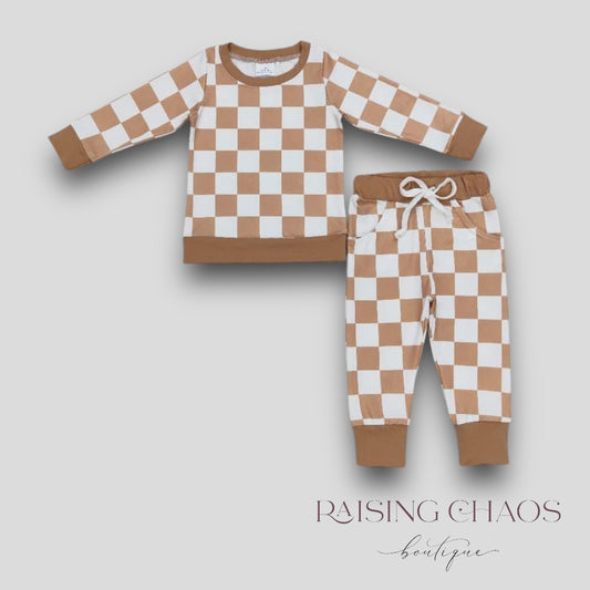 *PRE-ORDER* Checker Pants Set - Brown